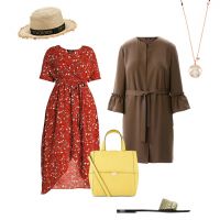 Четыре образа с одной блузой plus size