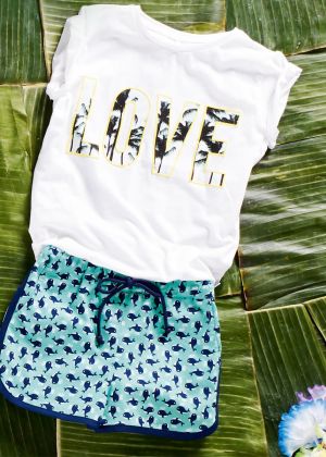 Шорты на кулиске декорированные кантом