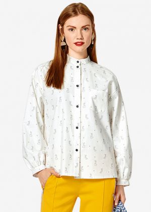Блуза-рубашка с воротником-стойкой
