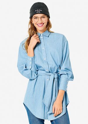 Блуза-сорочка з широким поясом