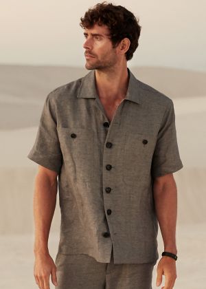 Сорочка лляна з короткими рукавами