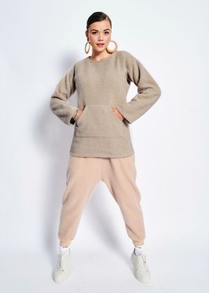 Пуловер прямого крою з довгими рукавами і кишенею-кенгуру