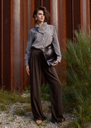 Штани палаццо зі складками від пояса