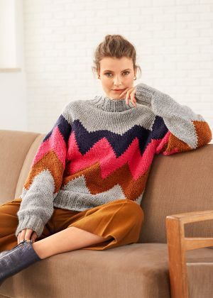 Пуловер вязаный с зигзагообразным узором