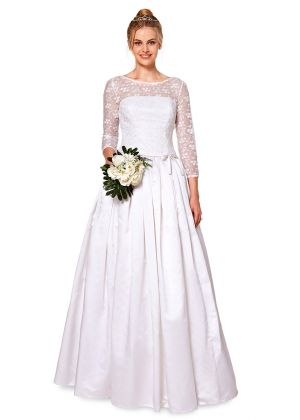 Платье-бюстье свадебное с кружевным верхом
