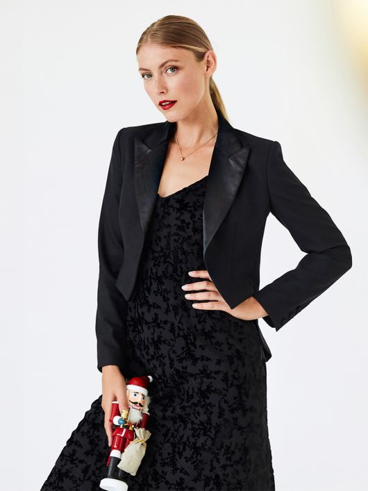 Блейзер-фрак однобортний з атласними деталями