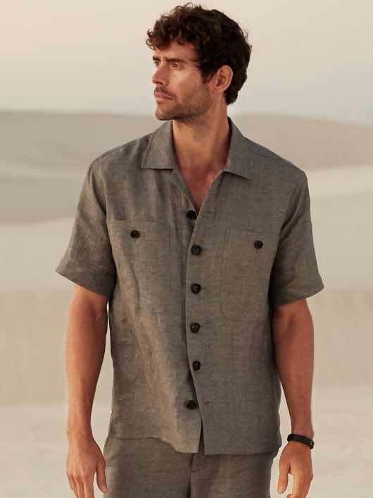 Сорочка лляна з короткими рукавами