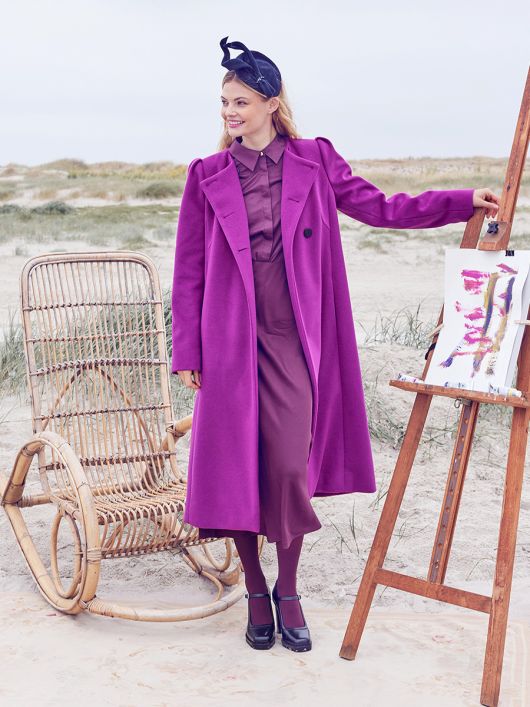 Пальто двобортне без коміра