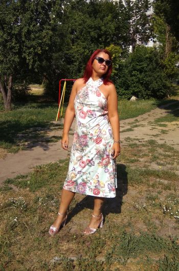 Сукня ментол та квіти