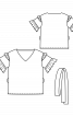 Блузка прямого крою з оборками і поясом-бантом - фото 3