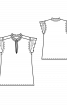 Блузка прямого кроя с глубоким вырезом и оборками - фото 3