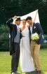 Сукня весільна асиметричного крою зі шлейфом - фото 1