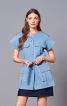 Жилет джинсовый в стиле сафари с карманами-портфелями - фото 1